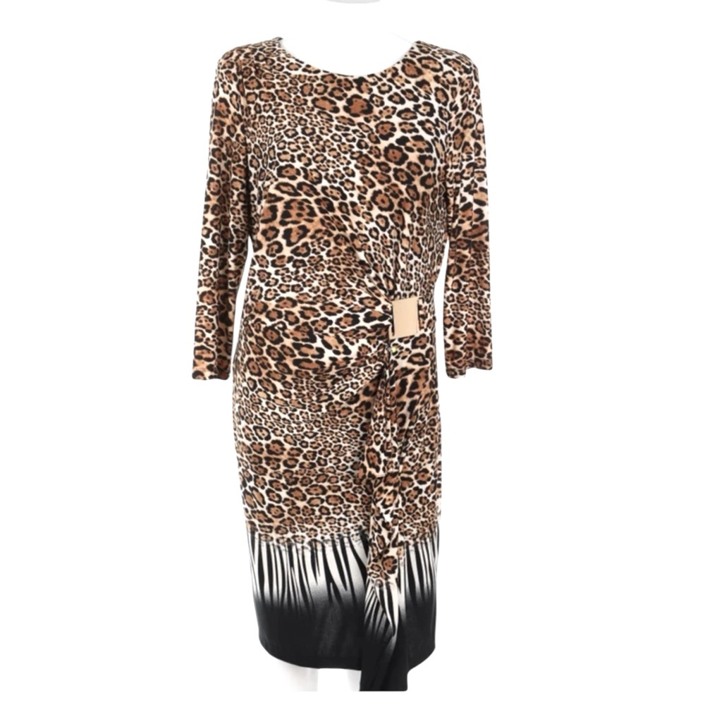 Frank Lyman Collection Animal Print Faux Wrap Dress Size 10